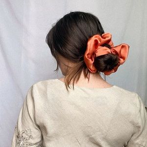 Hand Sewn & Dyed XL Madder Root Silk Scrunchie